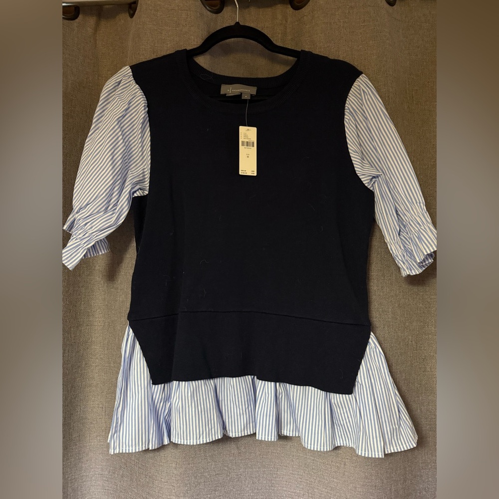 Navy and White Striped Sweater Top